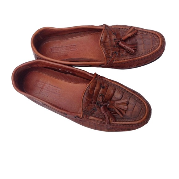 Johnston & Murphy Sz 8.5 Brown Leather Men\'s Croc Loafers Tassels Italy Slip ons main image 8